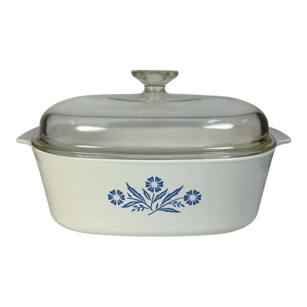 Corning Ware Blue Cornflower 4 Qt Casserole Dish A-84-B w/Pyrex Glass Lid A12C